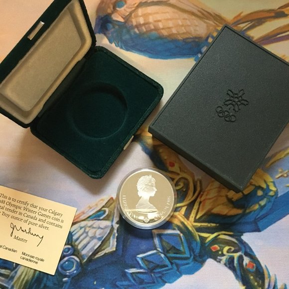 Calgary Winter Olympics 1988 RCM Silver Proof $20 Coin Speed Skating - Picture 4 of 11